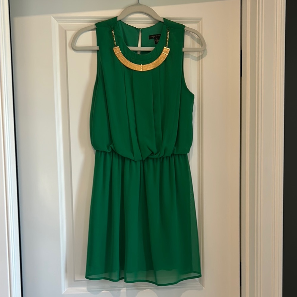 City Triangles Emerald Dress with Gold Chain Detail